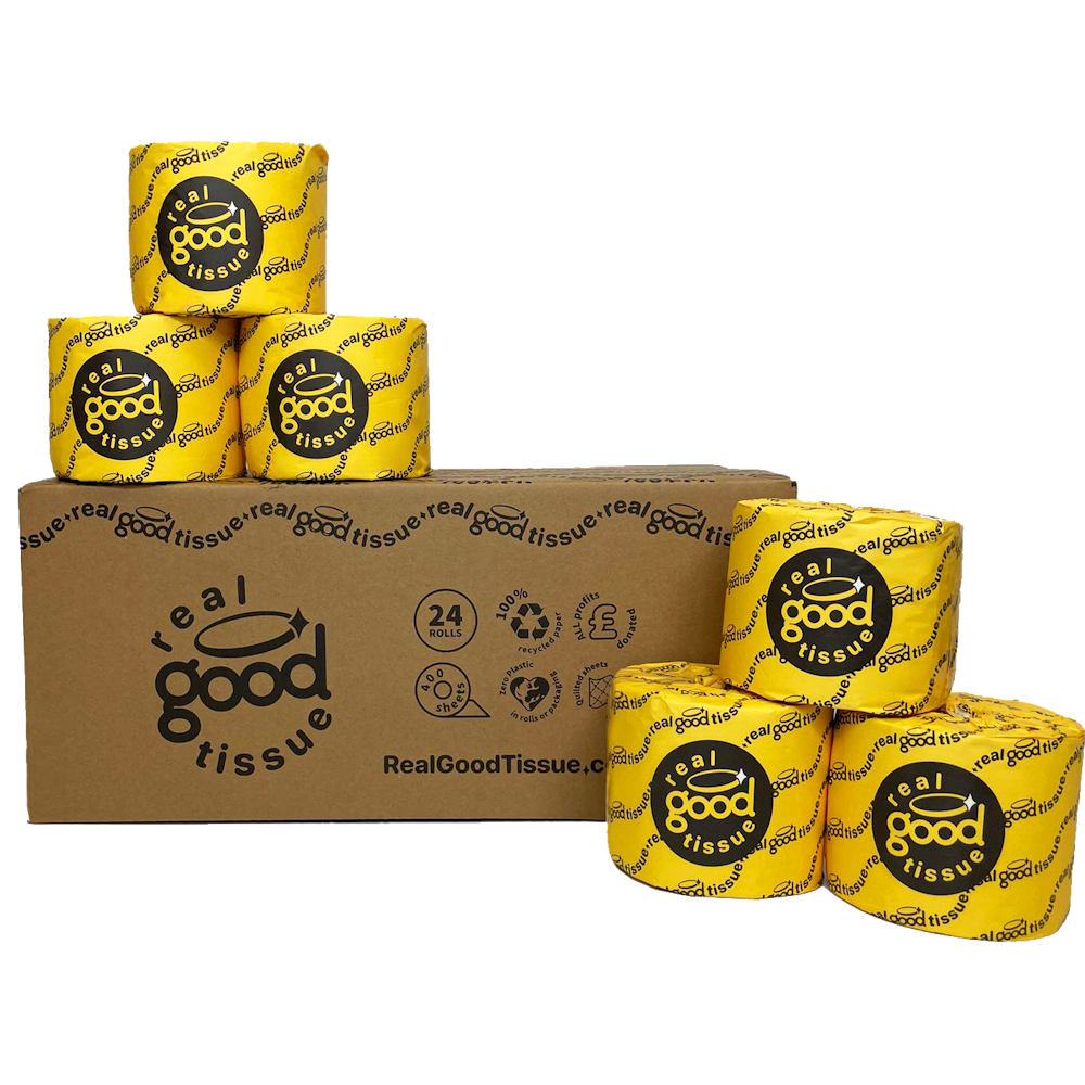 24 Rolls Recycled Eco Toilet Rolls 400 Sheet Plastic Free