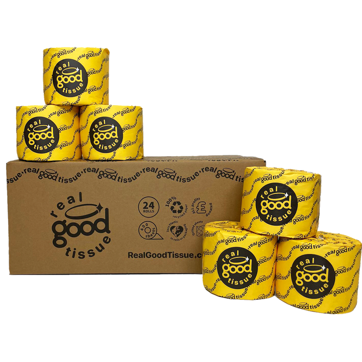 24 Rolls Recycled Eco Toilet Rolls 400 Sheet Plastic Free